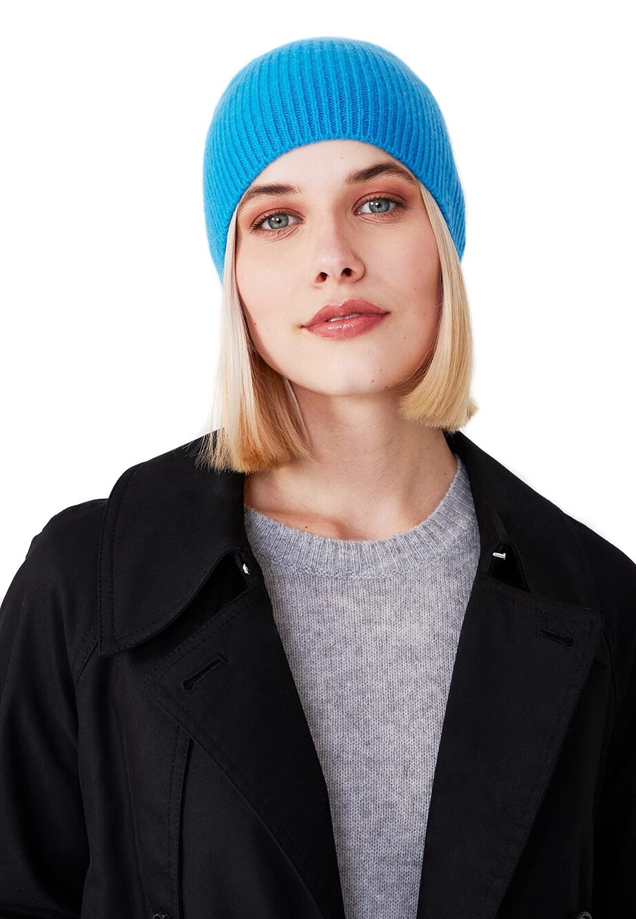 7112 Style Republic ’s Ribbed Beanie, 100% Cashmere, Soft & Stretchy, Warm